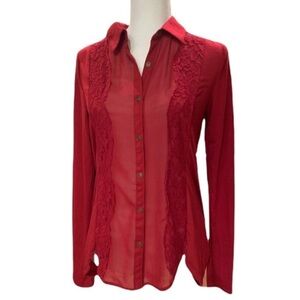 NWT Daytrip garnet red long sleeve button down blouse Sz S